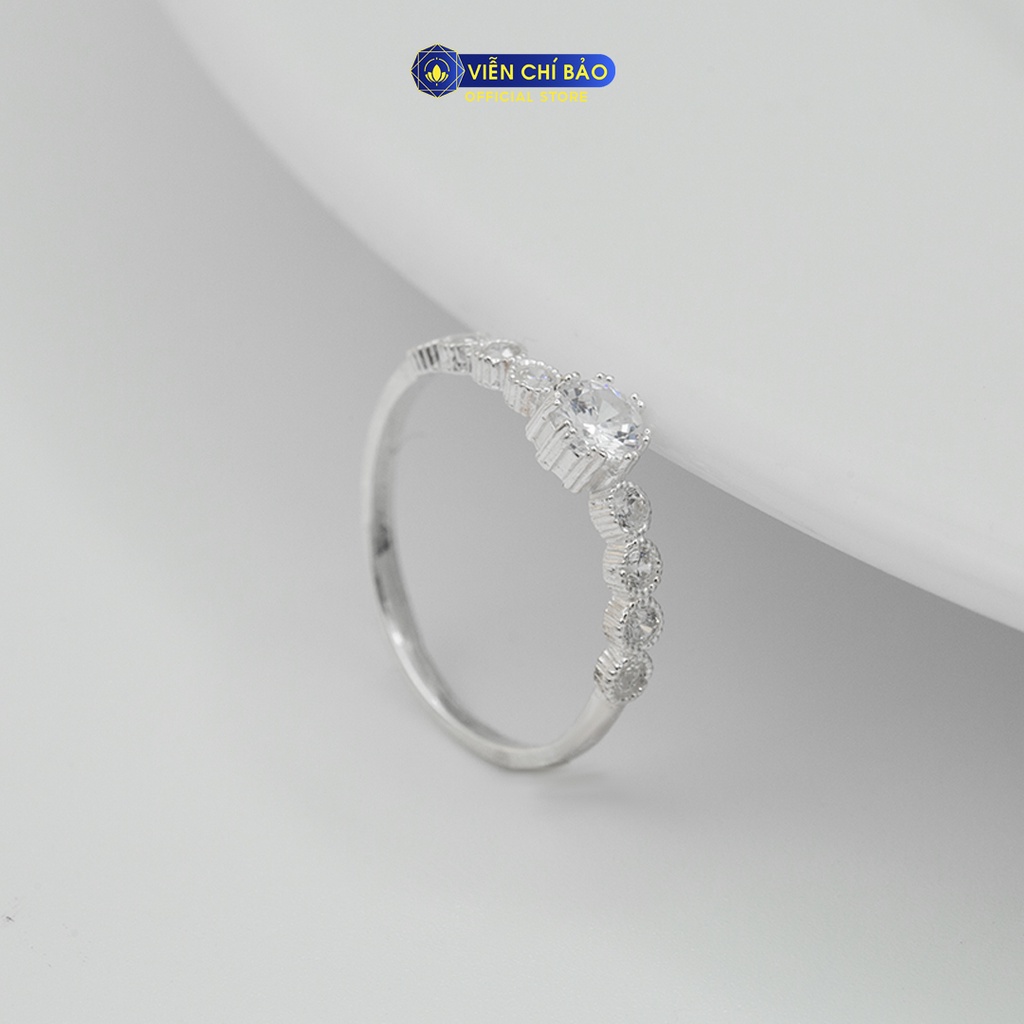 Nhẫn bạc nữ viền đá trắng chất liệu bạc 925 thời trang phụ kiện trang sức nữ thương hiệu Viễn Chí Bảo N400211
