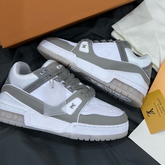 Giày LV trainer, Giày sneaker LV luôn vui tươi xanh, đen, hồng, phối đồ nam nữ Full Box