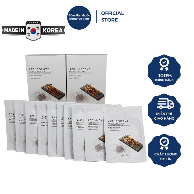 Mặt Nạ Nhân Sâm Đỏ Cao Cấp Dưỡng Trắng Da, Chống Lão Hóa Jant Blanc Essential Sheet Mask - Red Ginseng