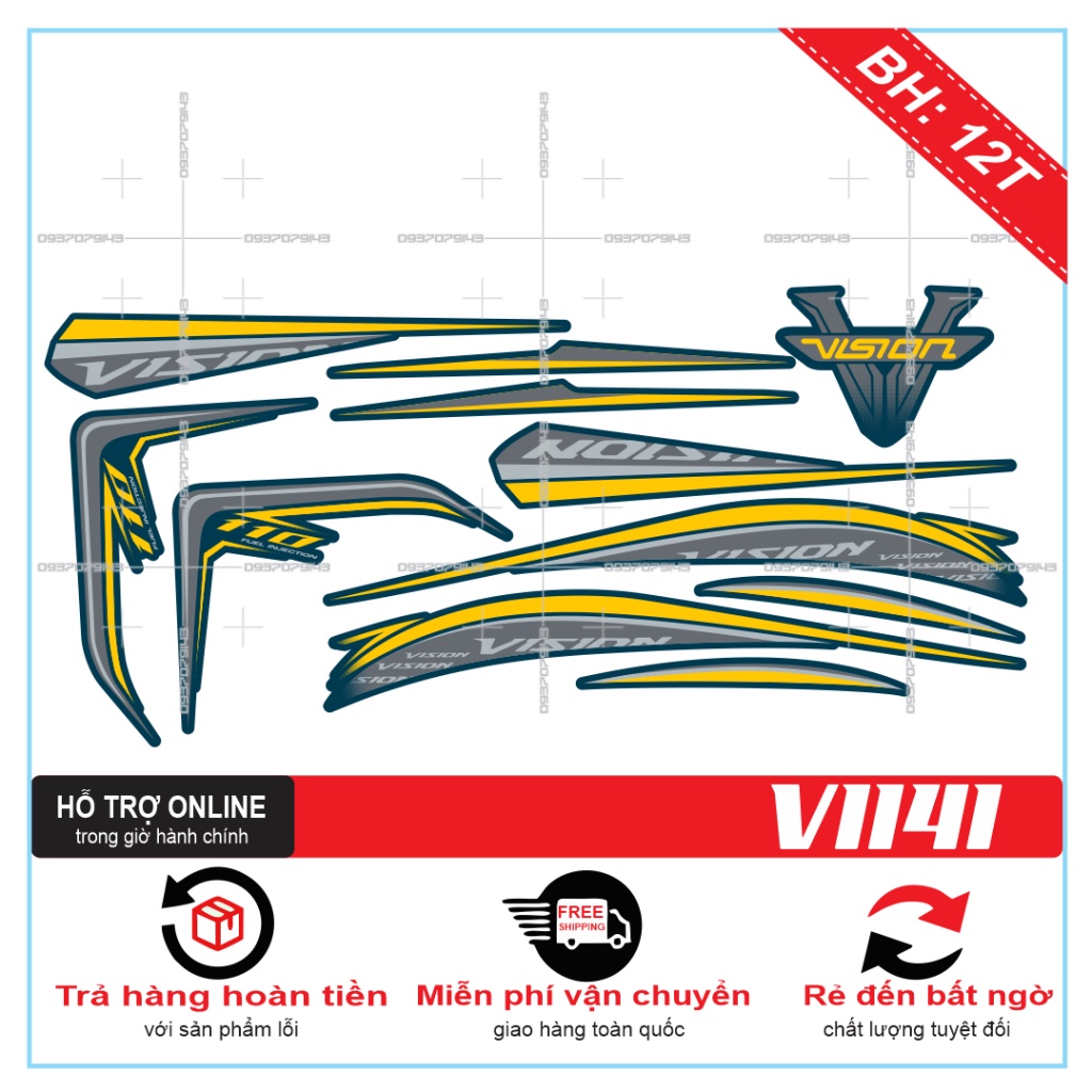 TEM RỜI VISION 2016 CHẾ DÁN XE XANH - THU DECAL