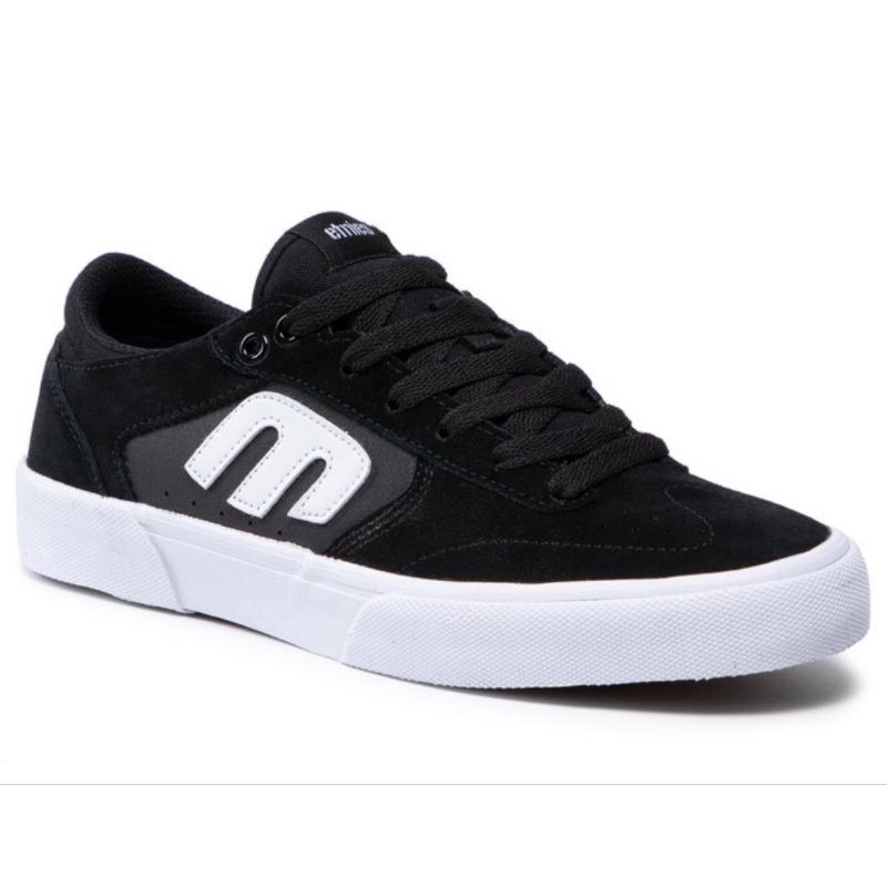 Giày Etnies đen logo trắng cho Nam và nữ, Hàng VNXK