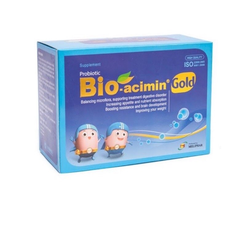 Cốm vi sinh Bio acimin Gold bổ sung chất xơ tự nhiên cải thiện tình trạng táo bón hộp 30 gói