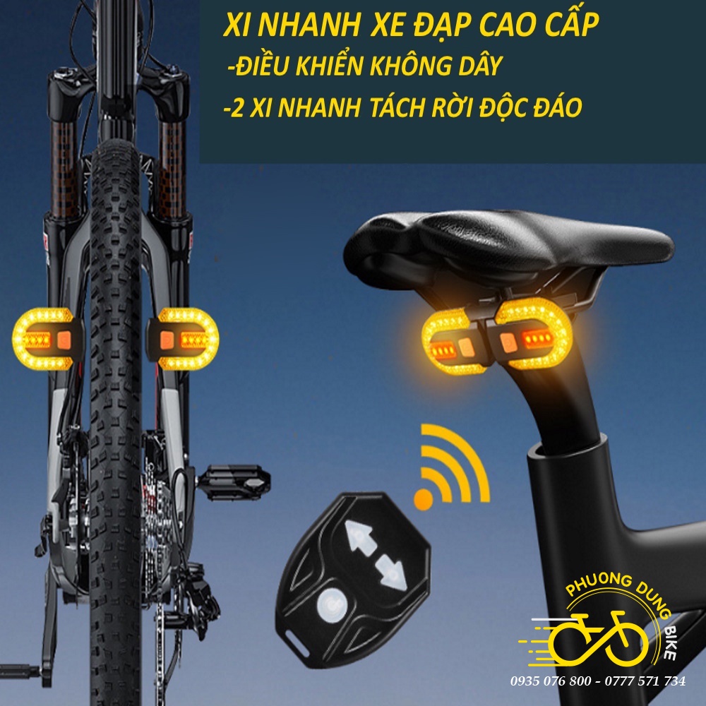 Đèn hậu - Đèn sau xi nhan cao cấp gắn cọc yên, tách rời gắn nhiều vị trí trên xe đạp