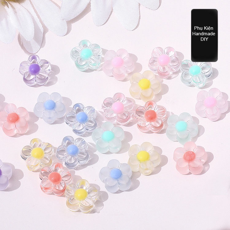 20 Hạt Nhựa Hình bông hoa 12x3mm Làm Trang Sức