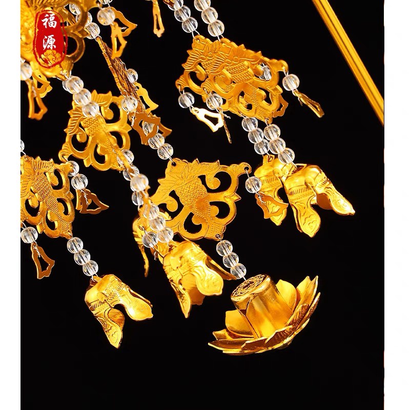 Đồ thờ cúng cặp anh lạc đồng có đế trưng bàn thờ phật văn phòng phầm Nhơn Phát