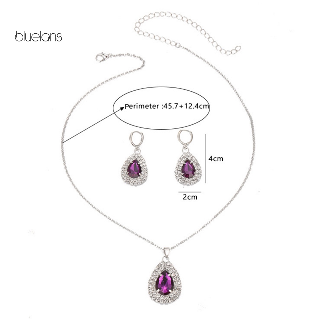 1 Set Phụ Kiện Trang Sức Gồm Vòng cổ / Bông Tai Đính Đá Khối Lập Phương Sang Trọng