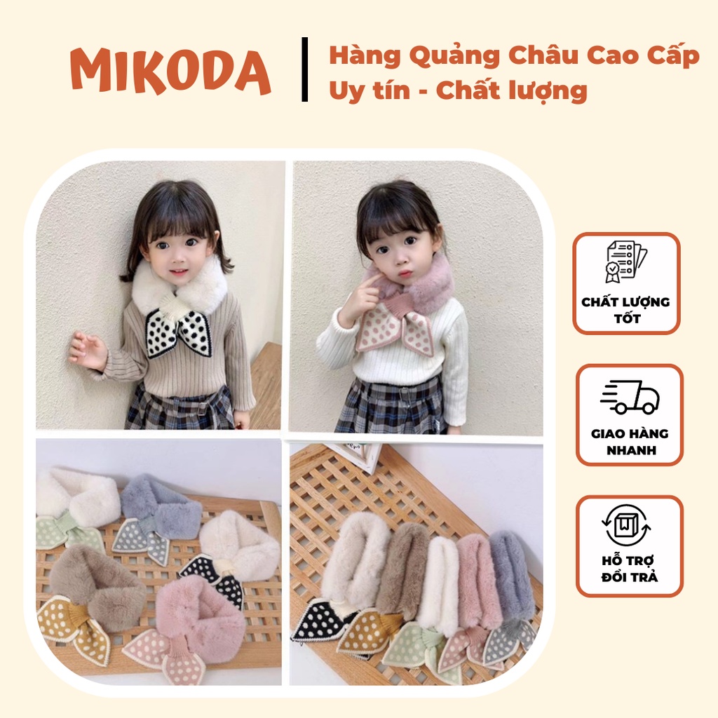 Khăn quàng cổ bé, khăn choàng cổ lông thỏ họa tiết dễ thương mùa đông siêu ấm cho bé gái - K10
