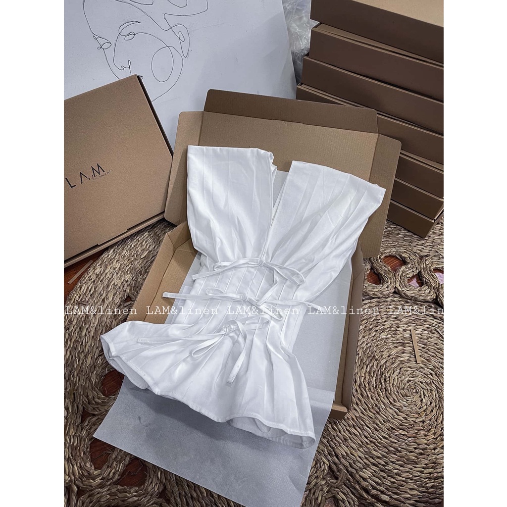 Áo kiểu nữ dáng peplum xếp ly eo Linen | BigBuy360 - bigbuy360.vn