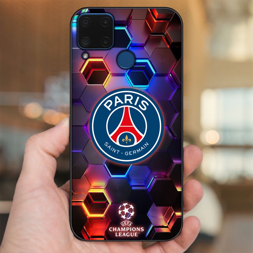 Ốp lưng Realme C15 viền đen in hình CLB Bóng Đá PSG Paris Saint Germain