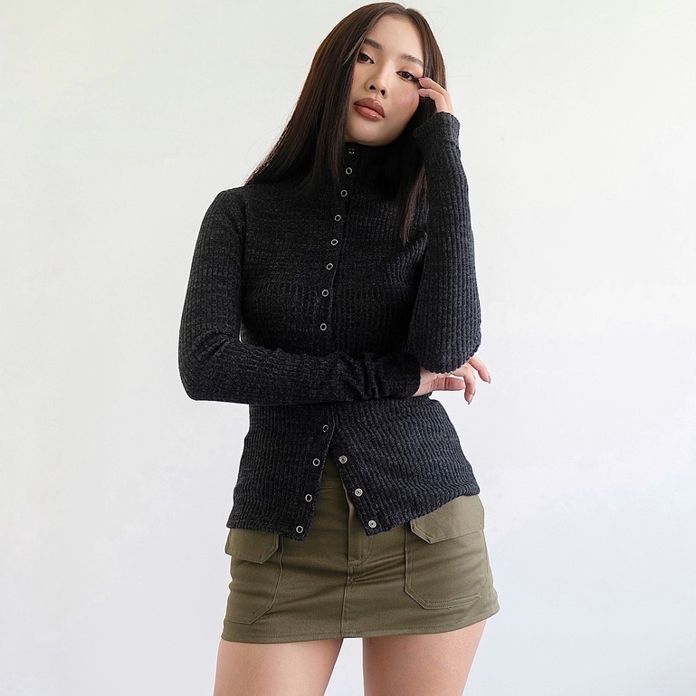 Áo len Kiara Knit Top Mia Ritta A2141 áo len cổ lọ dài tay khuy bấm