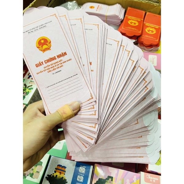 Combo 10 Bao Lì Xì Hình Sổ Đỏ Sổ Hồng