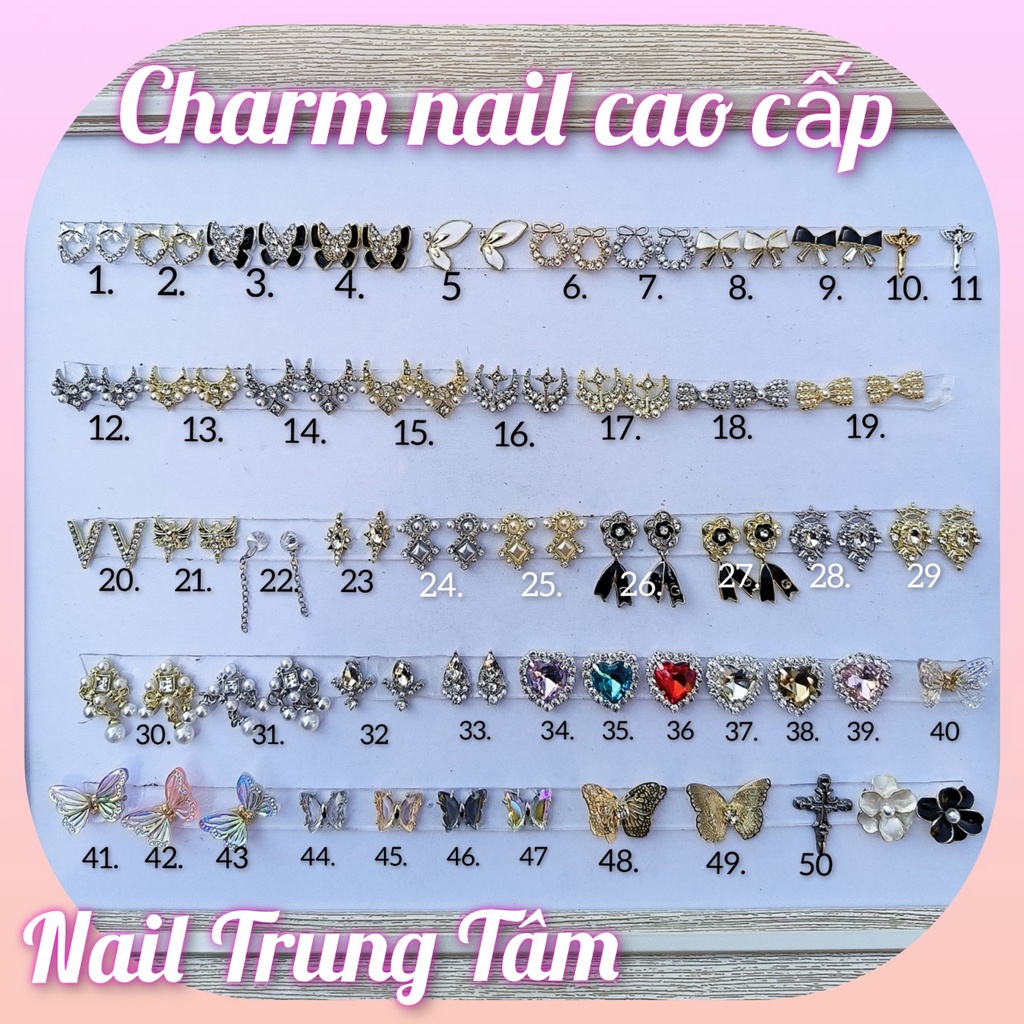 Charm nail 50 mẫu hợp kim  gắn trang trí móng tay chọn lẻ