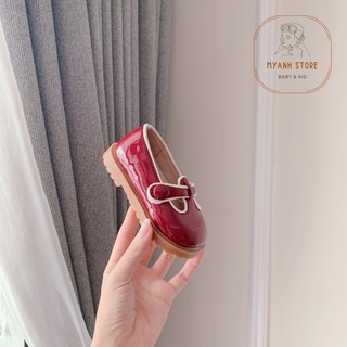 Giày búp bê đỏ mũi tròn