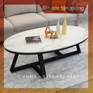 📛📛 Bàn Trà Sofa Hình Elip Mặt Đá Vân Mây C'Home