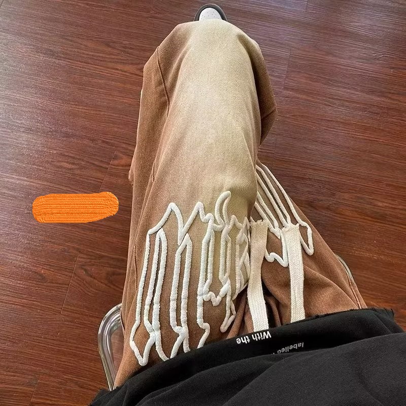 Quần jean in thời trang Harajuku Quần xu hướng Nhật Bản cạp cao Quần xu hướng trẻ trung thích hợp cho nam giới