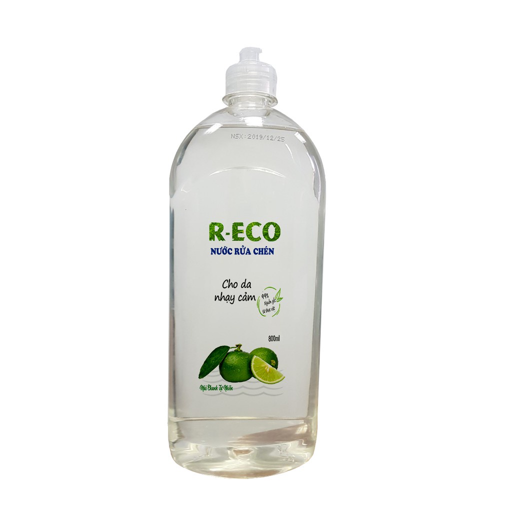 Nước rửa bát hữu cơ R-ECO hương chanh tự nhiên 800ml