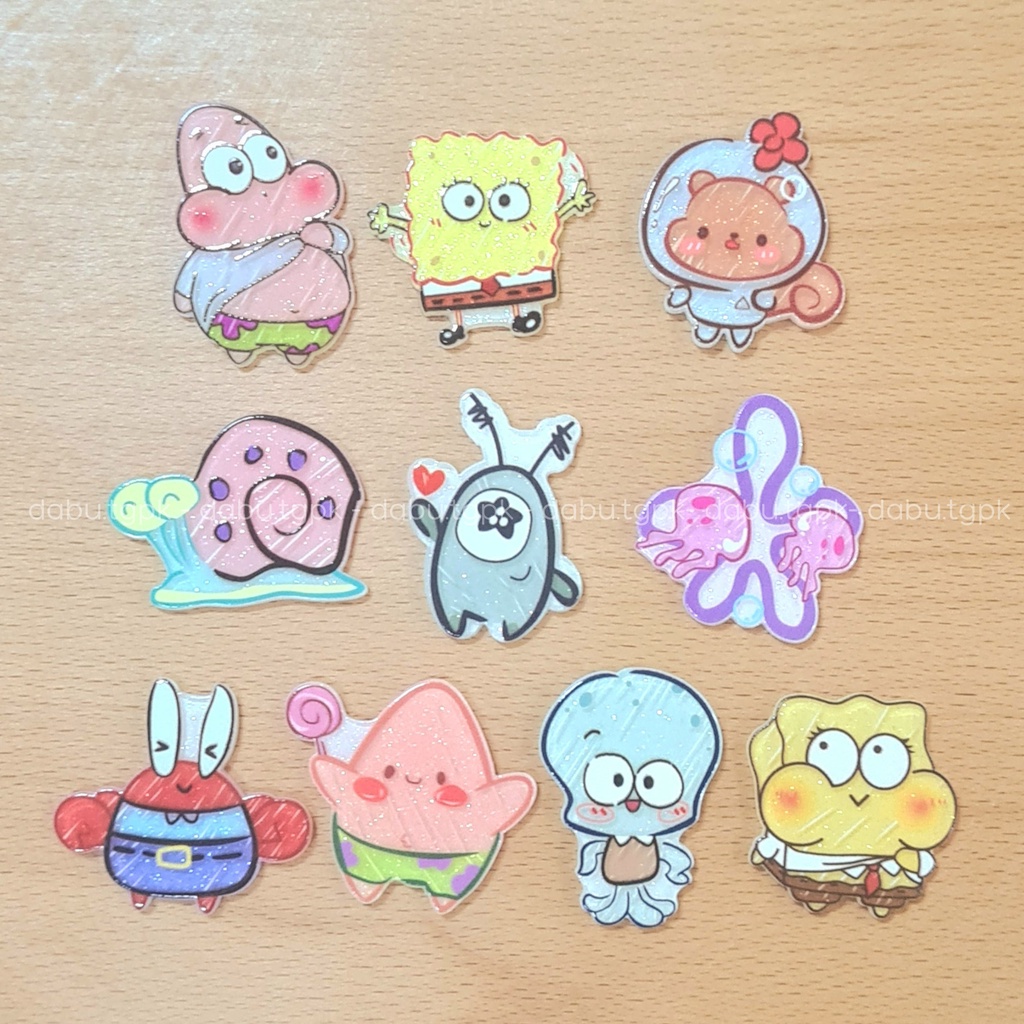 Huy hiệu cài áo pin cài balo DABU gia đình bọt biển SpongeBob hoạt hình dễ thương