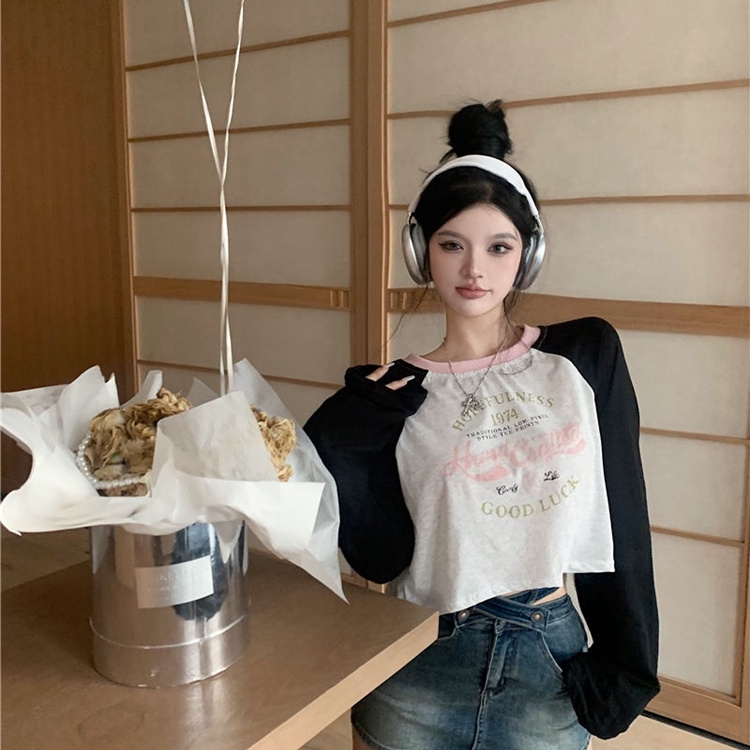 SUXI Áo Thun Tay Dài Dáng Rộng Màu Sắc Thời Trang Hàn Quốc Cho Nữ