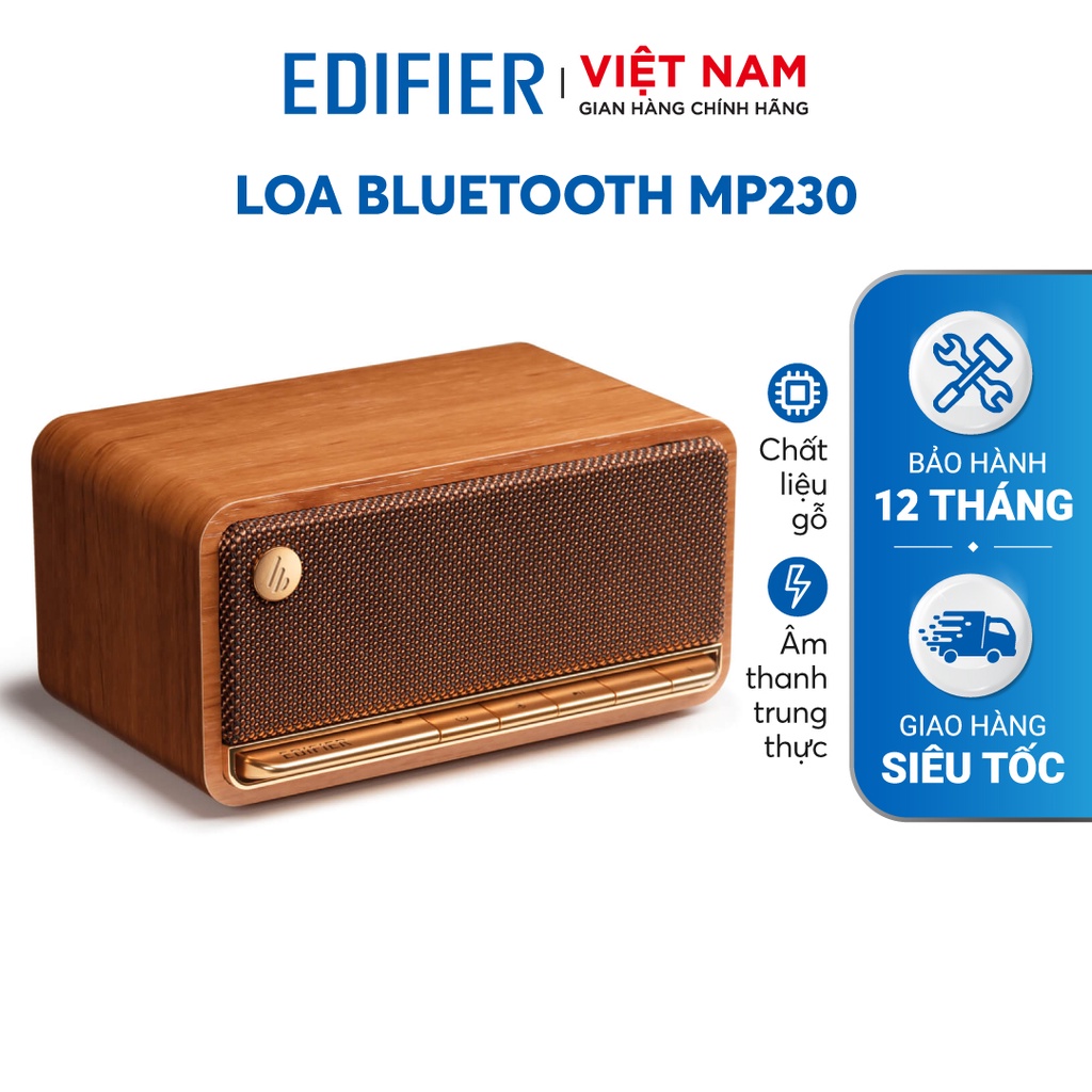 Loa Bluetooth 5.0 EDIFIER MP230 Thiết kế cổ điển Vỏ gỗ chống dội âm -  Âm thanh strereo, Thời lượng pin 10h Playtime