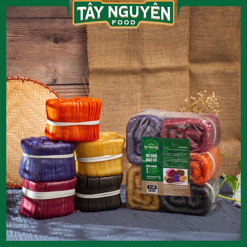 MÌ CHŨ NGŨ SẮC 8 VỊ Tây Nguyên Food - LOẠI 1KG -  THÍCH HỢP CHO CHẾ ĐỘ EAT CLEAN