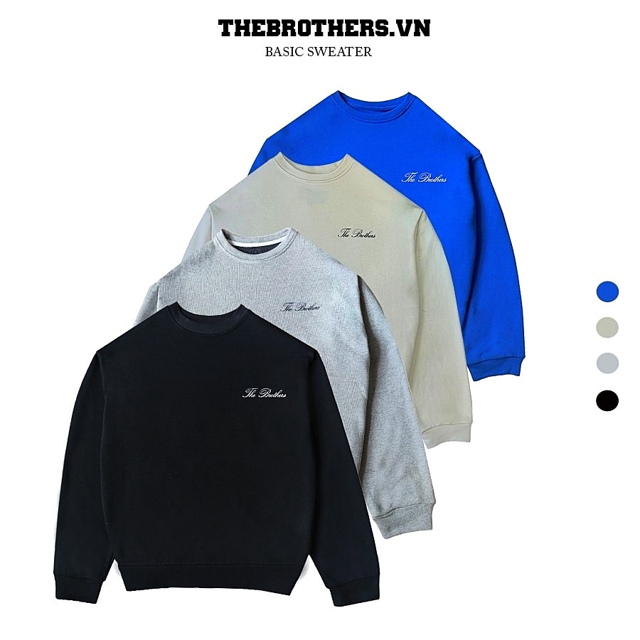 Áo Sweater basic tay dài form Boxy THEBROTHERS  Cotton 100% Unisex Local Brand