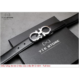 Thắt lưng nam da bò 2 lớp, dây lưng công sở cao cấp bh 2 năm full box - mặt chữ a