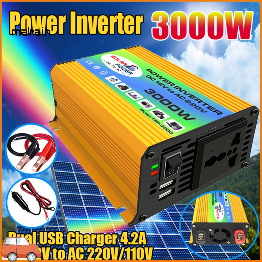 1 Bộ Biến Tần Quá Khổ 3000W DC 12V Sang AC 220V / 110V Cho Xe Hơi