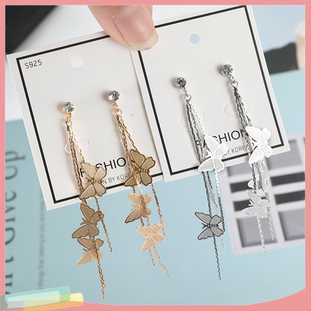 Khuyên tai dáng dài hình bươm bướm dành cho bạn nữ