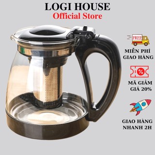 [LÕI INOX] Bình Lọc Trà Thủy Tinh 1200ml Sang Trọng - CÓ LỖ LỌC TRÀ INOX - BÌNH PHA TRÀ CHẾ CAFE TIỆN LỢI 2in1