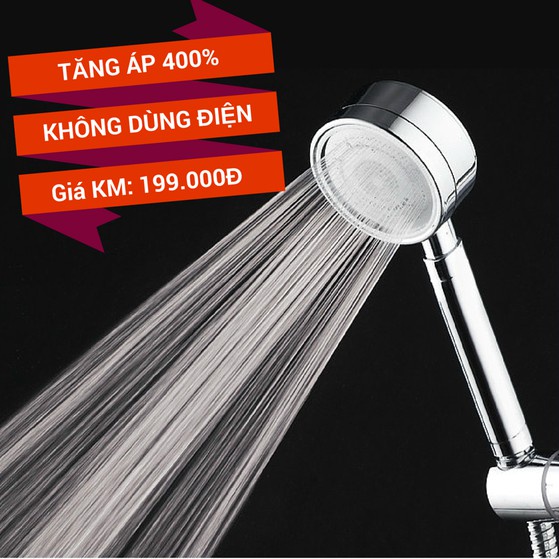 Vòi sen tăng áp nhôm giúp Tăng áp lực nước 300% và Tiết kiệm đến 40% lượng nước sử dụng