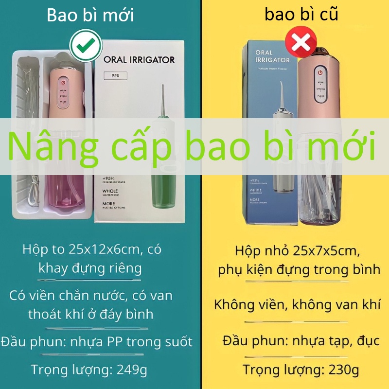 Tăm nước cầm  tăm nước cầm tay du lịch máy tưới miệng-Tặng 4 đầu phun Bảo hành 6 tháng  máy tăm nước
