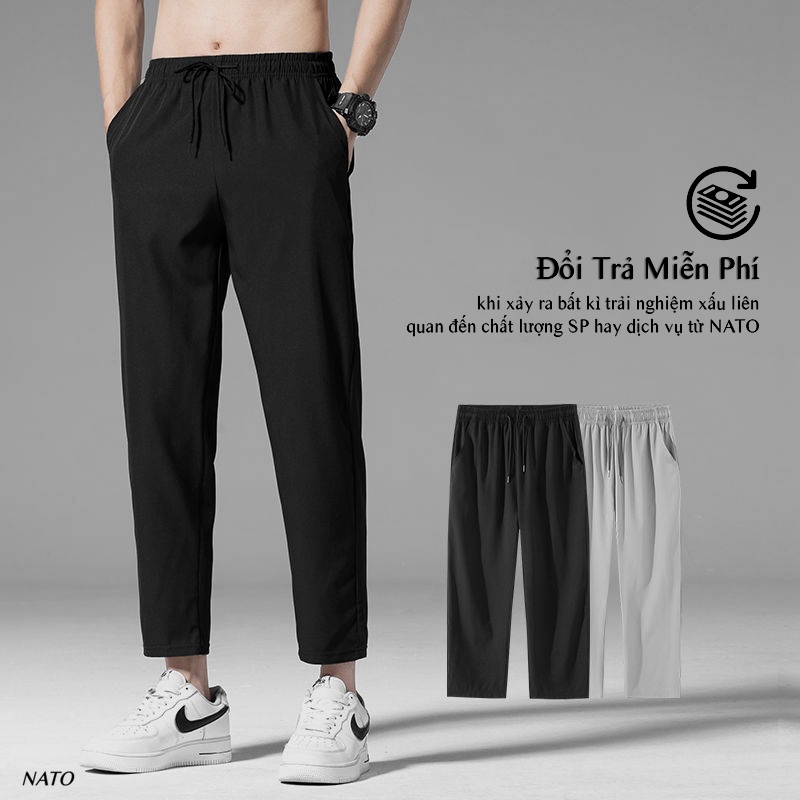 Quần Dài Thể Thao Nam SLIM Cotton Vải Thun Lạnh Cao Cấp Trơn Basic Màu Đen Đẹp Jogger Nỉ Vải Gió Có Túi Dày Bó NATO