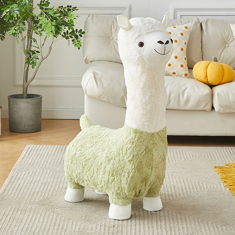 Động Vật Sáng Tạo, Ghế Đẩu Alpaca, Ghế Đẩu Thay Giày Hoạt Hình, Trang Trí Búp Bê Phòng Khách Màu Đỏ Lưới