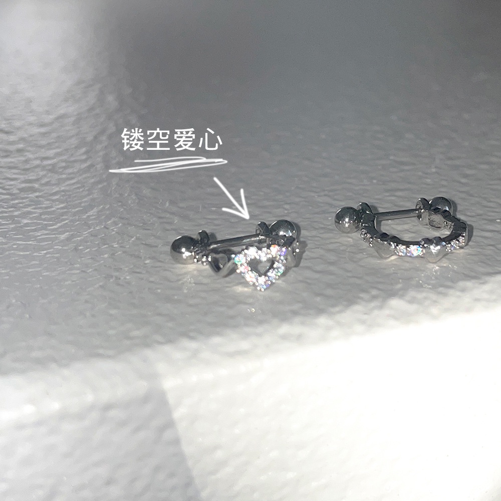 Khuyên tai bạc nữ hình tim thiết kế cong chốt bi xoáy,mẫu mới hot frend