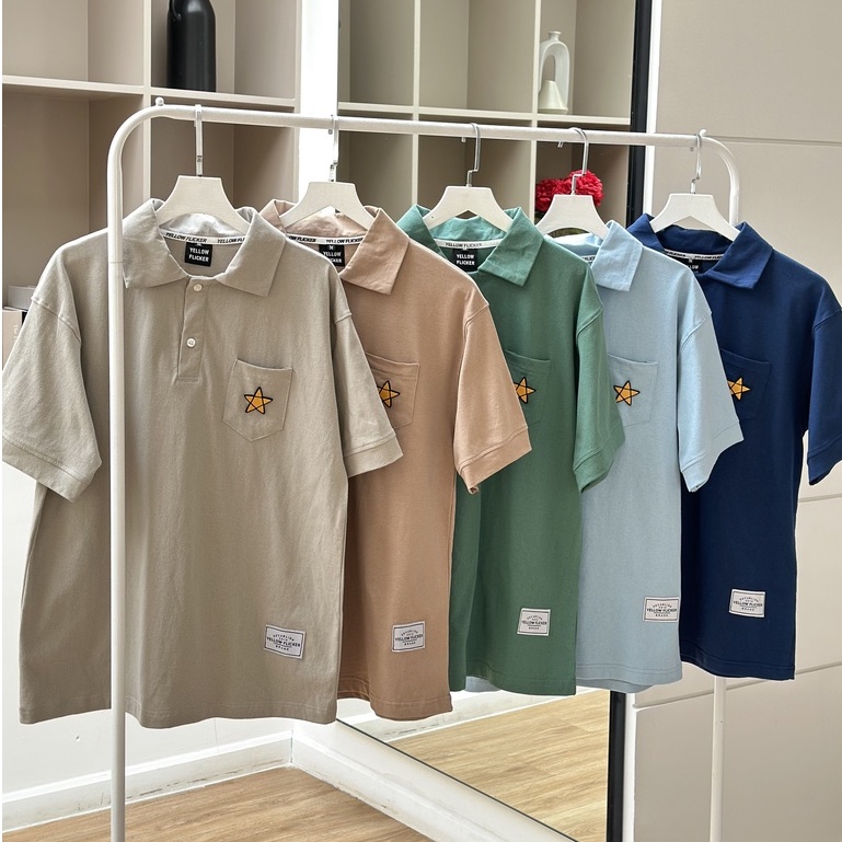 Áo Polo tay ngắn YELLOW FLICKER họa tiết logo ngôi sao unisex