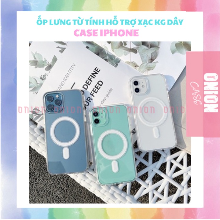 Ốp lưng hỗ trợ sạc không dây Ai phôn, ốp từ tính trong suốt nam châm siêu sang, viền chống sốc, chống xước cao cấp