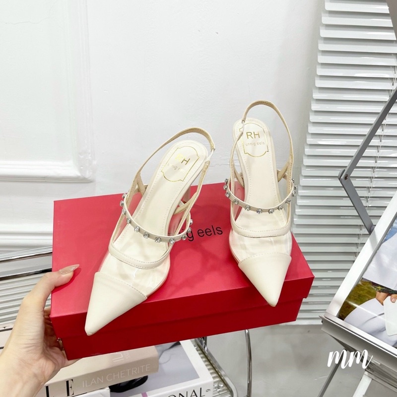 Giày cao gót míc mica ngọc ngang quai