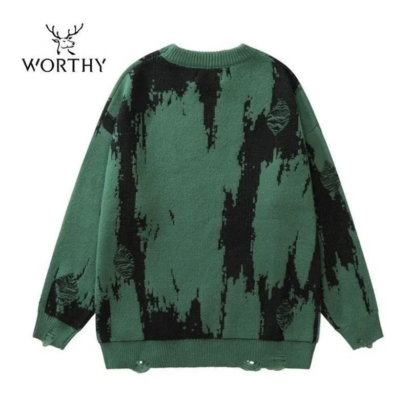 Áo Sweater Cổ Tròn Dáng Rộng Nhuộm Màu Thời Trang Thu Đông Cho Nam