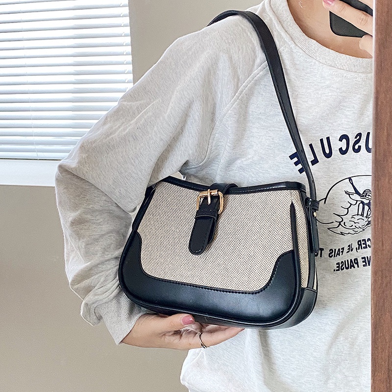 Túi kẹp nách, túi xách nữ đeo chéo, đeo vai phong cách retro bằng vải canvas trẻ trung M14 201