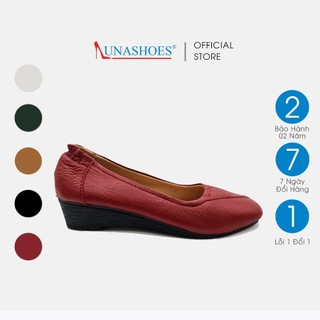 Giày đế xuồng nữ 3p Lunashoes 2103 giầy búp bê mũi tròn da thật cao cấp dễ đi kiểu Hàn quốc nhiều màu trung niên nữ