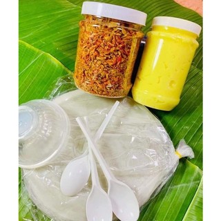 Bánh tráng bơ muối hành phi , bánh tráng chấm sate hành phi