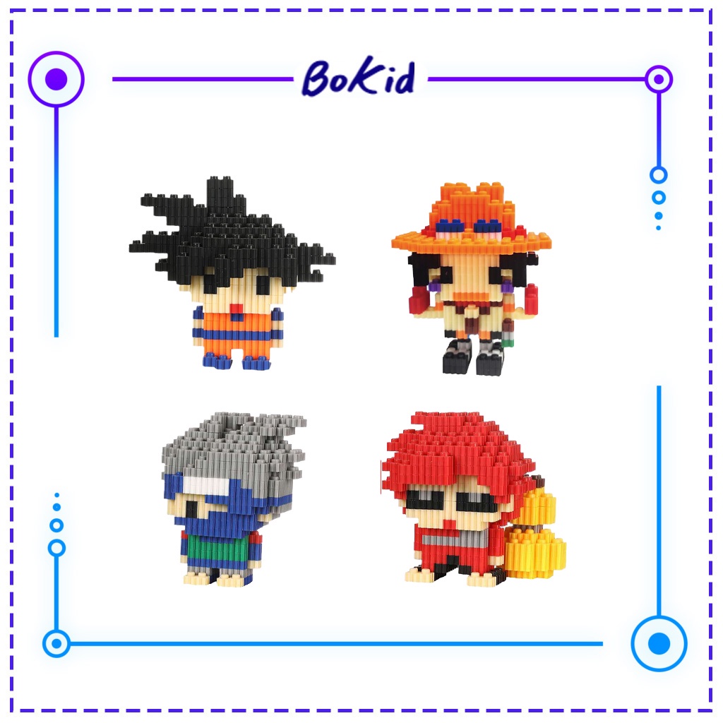 Khối Lego xếp hình nhân vật Anime hoạt họa Onepice, Naruto, Pokemon dễ thương giúp bé phát triển trí tuệ