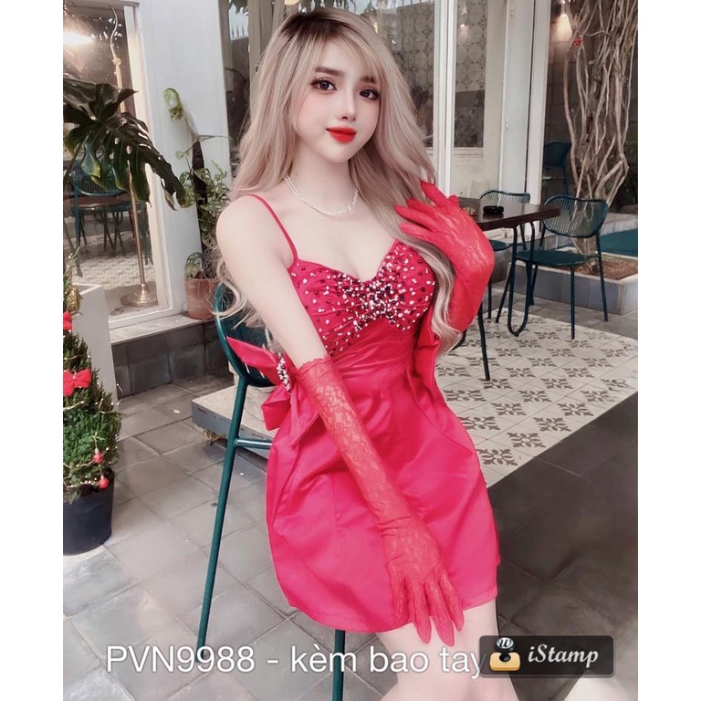 Đầm hạt lấm tấm + tay