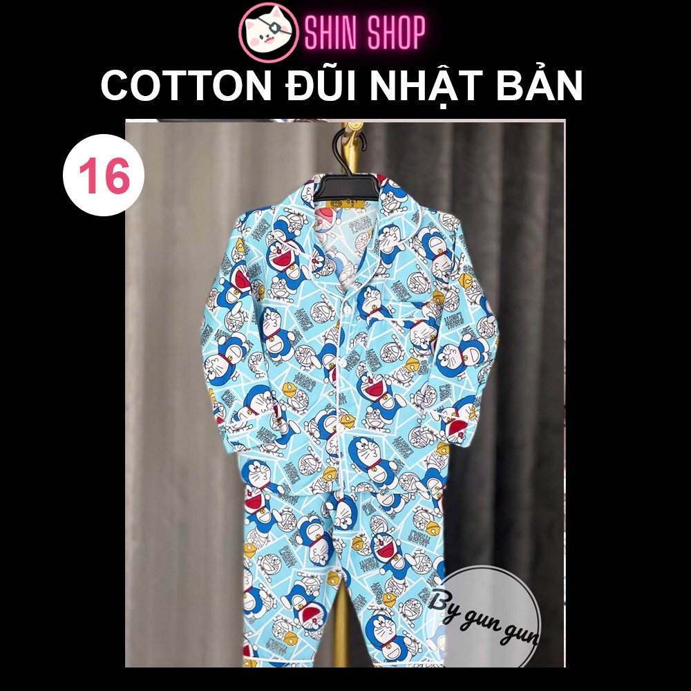 ✅ Pizama Cotton Đũi Nhật Bản Doremon xanh CD08 tay dài trẻ em đồ ngủ| đồ đi chơi bé trai gái