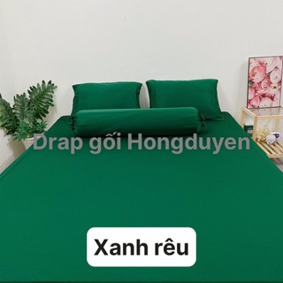 Bộ Drap/ga thun trơn xanh rêu KO Mền/Chăn 1m6/1m8 (chân nệm dưới 15cm). drap gối codipa