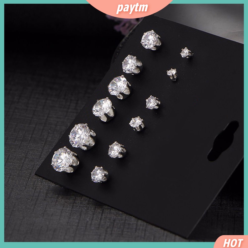 (PTM) Set 6 Đôi Khuyên Tai Đính Đá Phong Cách Cổ Điển Thanh Lịch Dành Cho Nữ