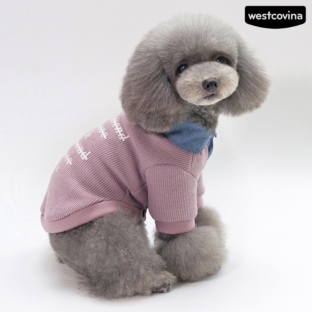 [COD]♘Áo Sweater Giả Hai Lớp In Chữ Cho Thú Cưng