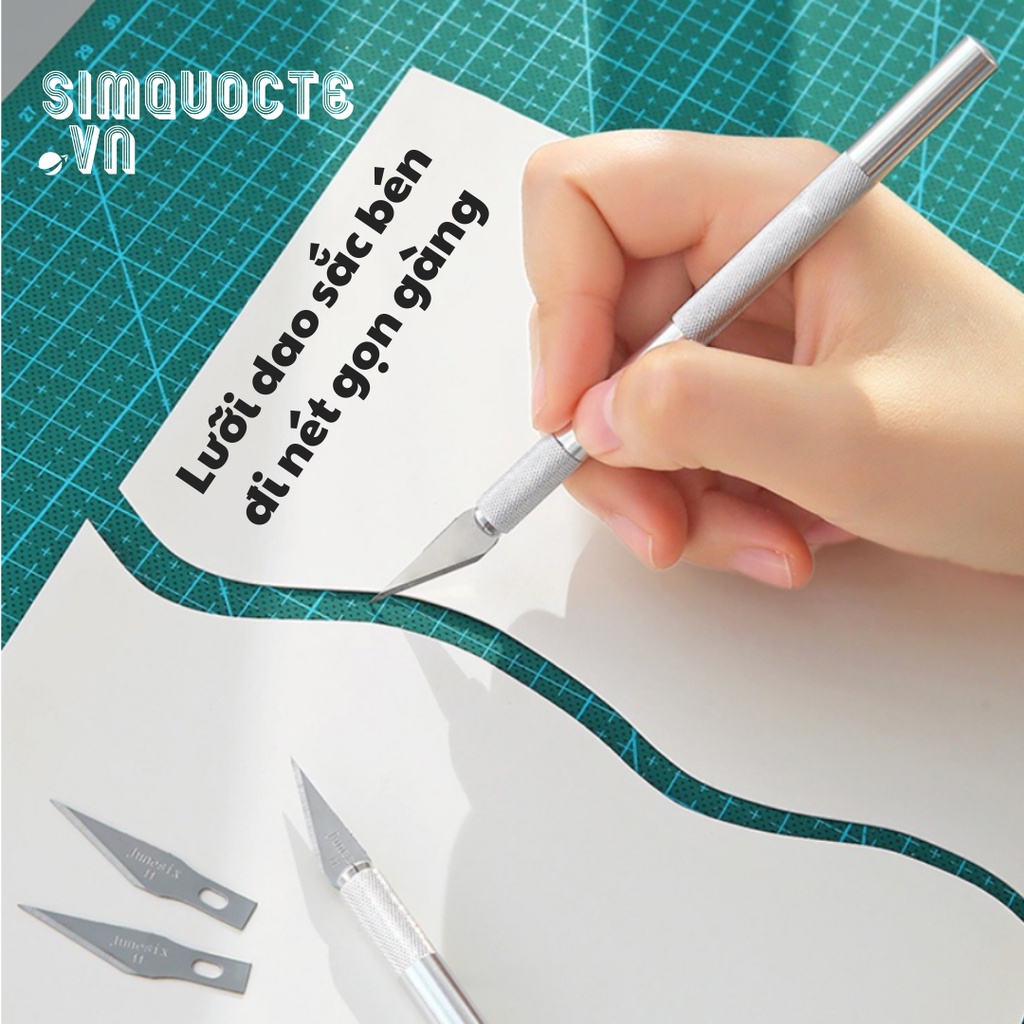 Dao cắt giấy washi làm thủ công DIY bullet journal gọt mô hình chuyên dụng Dao khắc trổ kỹ thuật cán nhôm đa năng ST558