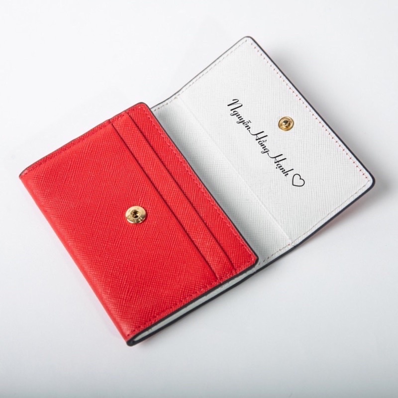 Ví nữ mini, ví mini card da safiano - Ví khắc tên theo yêu cầu, sản phẩm full box