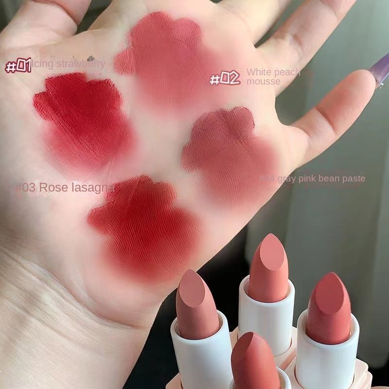 Son Kem Lì Không Phai Thiết Kế Vỏ Son Hình Vuông Màu Hồng Dễ Thương
